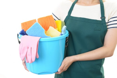 Professional carpet cleaner working on a living room carpet