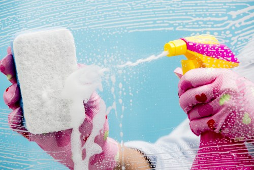 Technician performing carpet cleaning